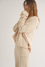 Connie Cream Pants and Asymmetrical Cut Sweater Set - FINAL SALE