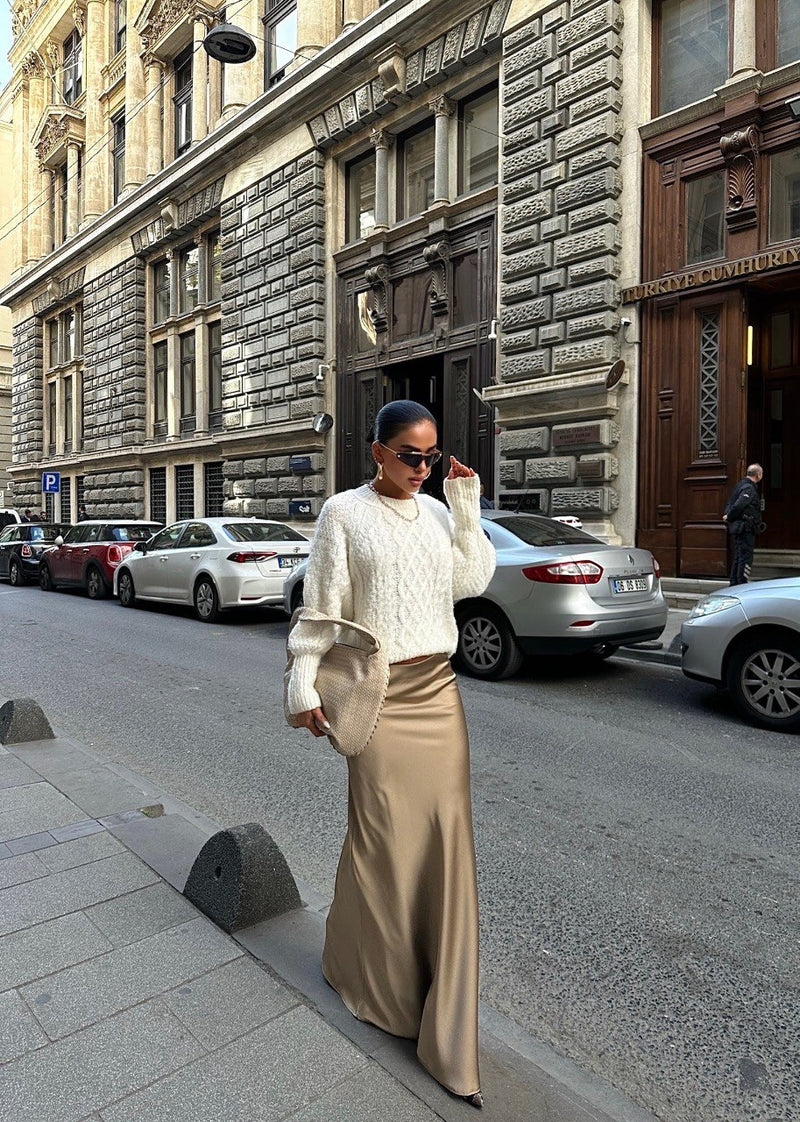 Emmeline Gold Satin Maxi Skirt – LLACIE