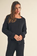 Connie Black Pants and Asymmetrical Cut Sweater Set - FINAL SALE