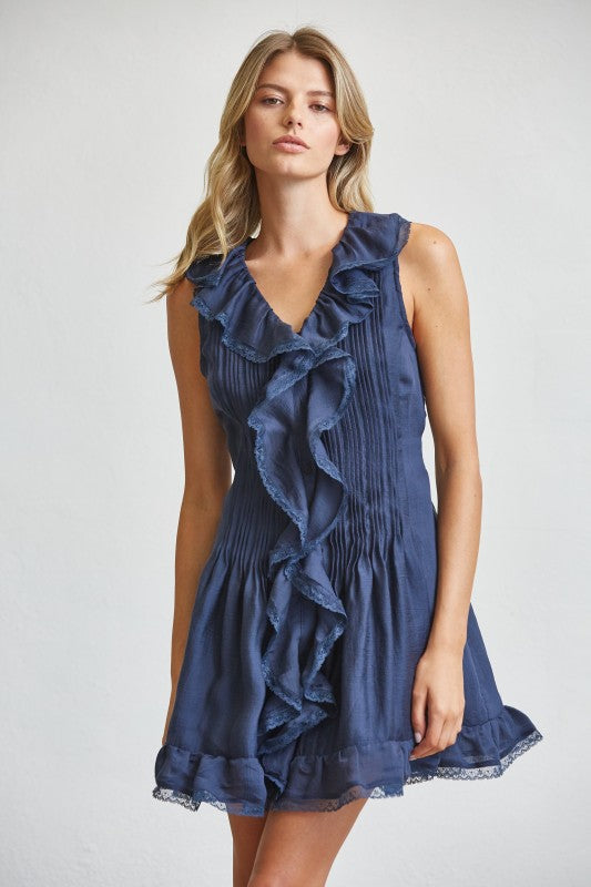 Blue Juliette Ruffle Mini Dress – LLACIE