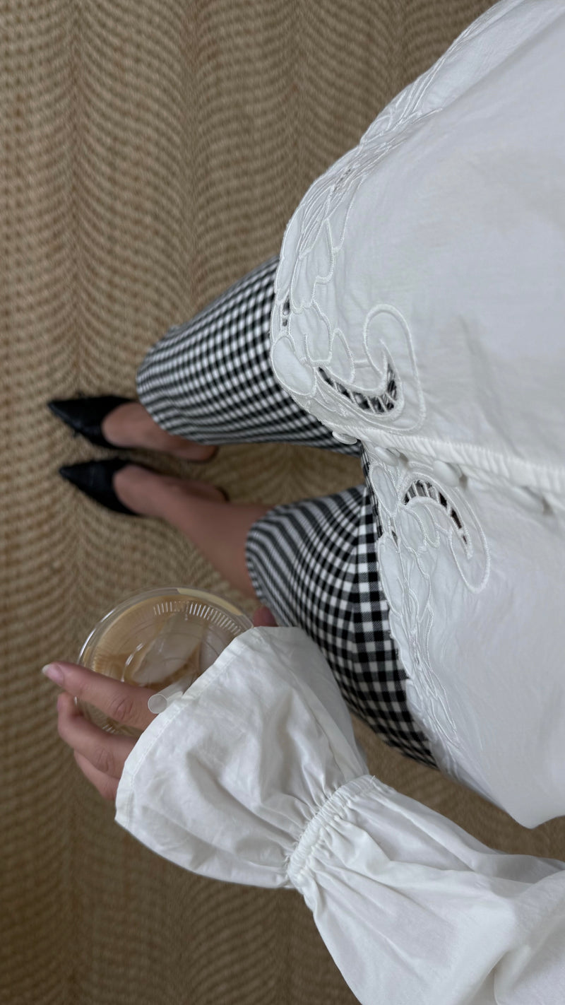 Eleanor Embroidered Ruffle Blouse
