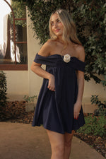 Rosette Navy Mini Dress