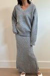 Heather Grey Knit Skirt Set