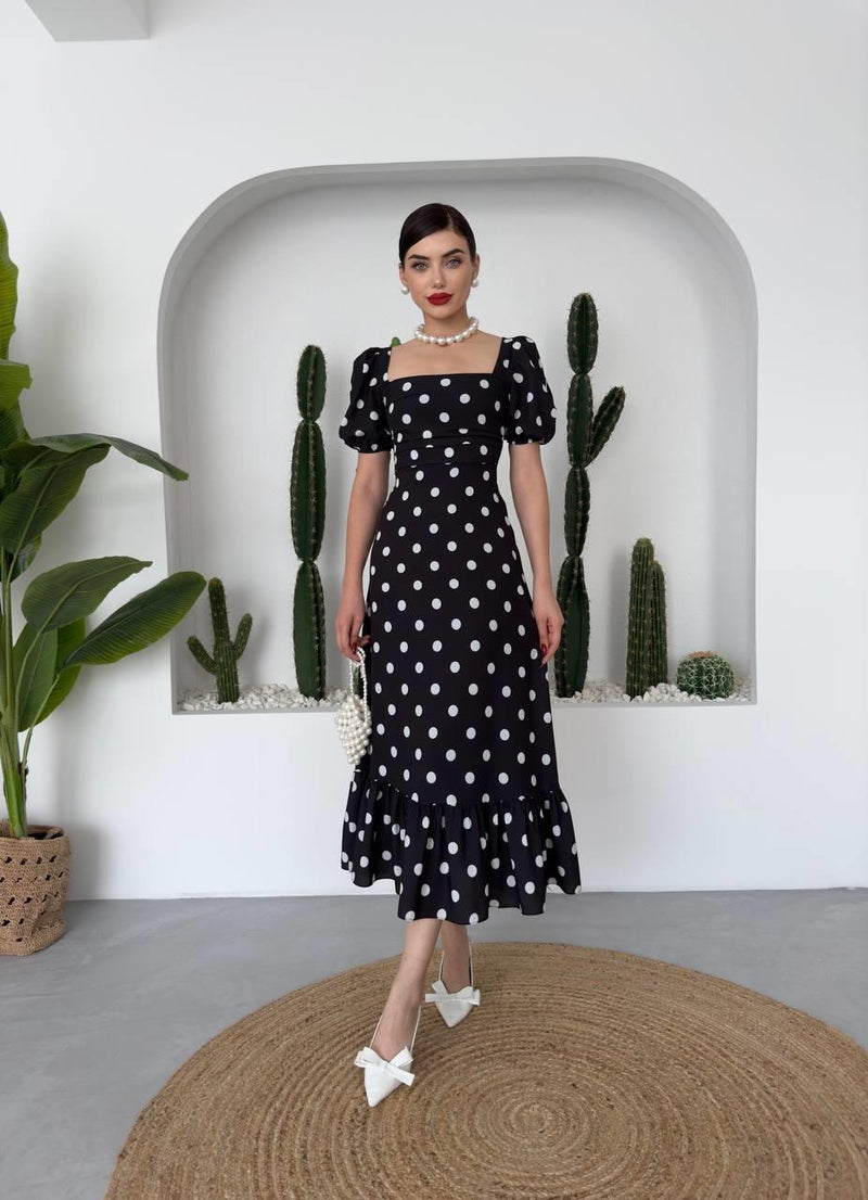 Eleanor Black Polka Dot Dress