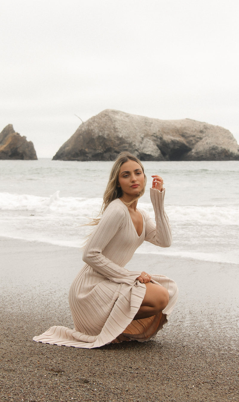 Emery Taupe Rib Maxi Dress