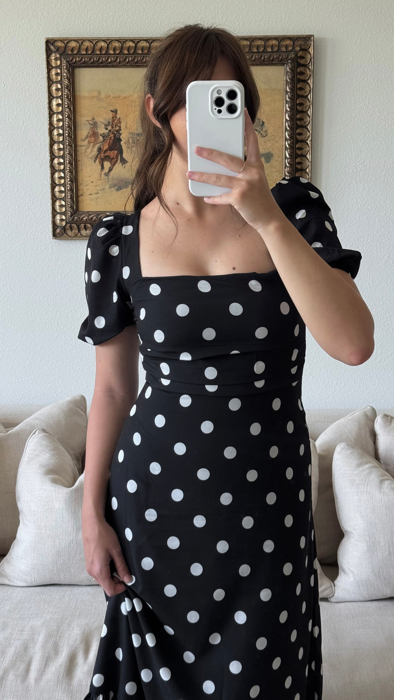 Eleanor Black Polka Dot Dress