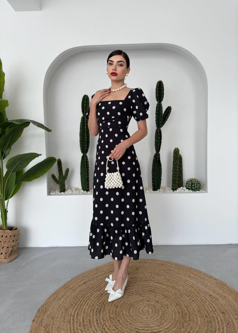 Eleanor Black Polka Dot Dress