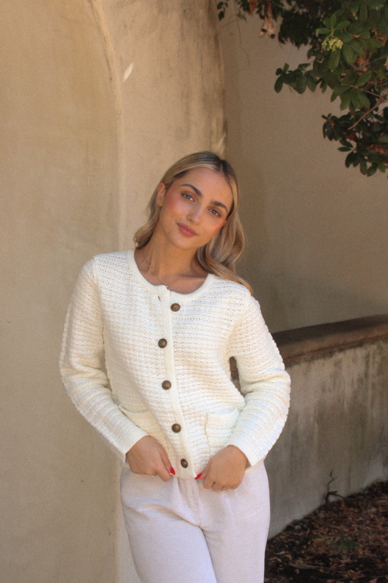 Estey Knit White Cardigan