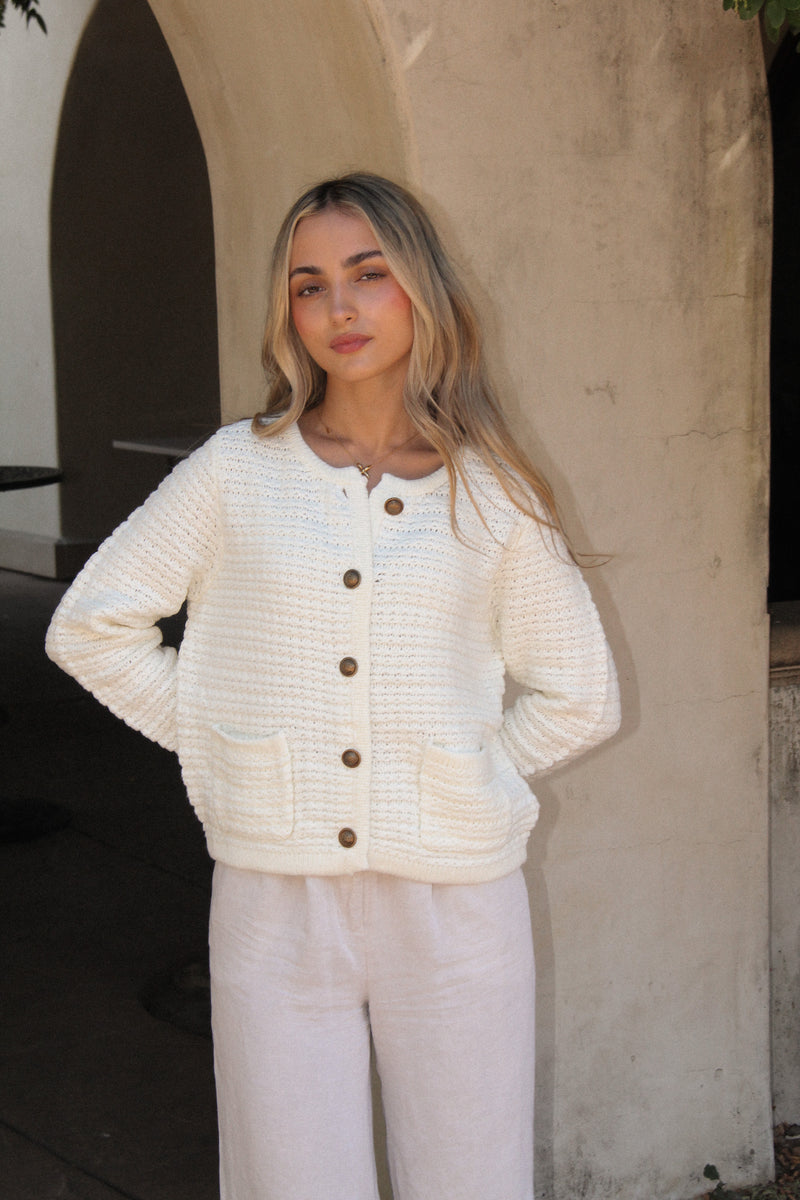 Estey Knit White Cardigan