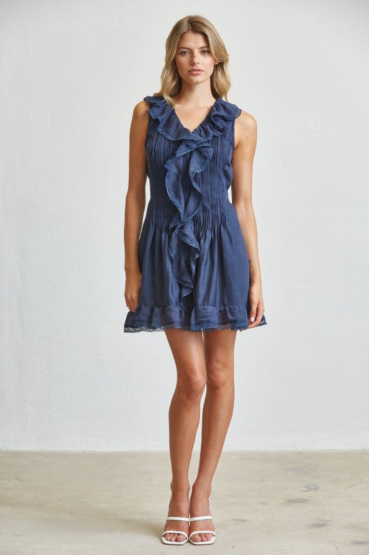 Blue Juliette Ruffle Mini Dress – LLACIE