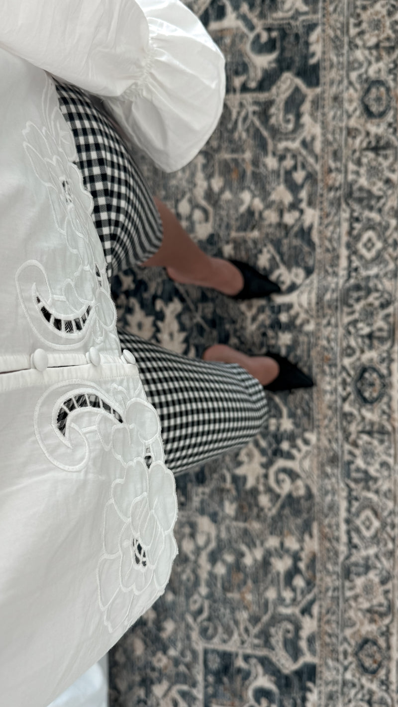 Eleanor Embroidered Ruffle Blouse