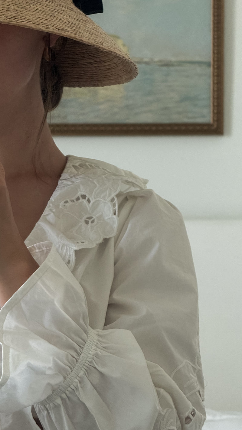 Eleanor Embroidered Ruffle Blouse