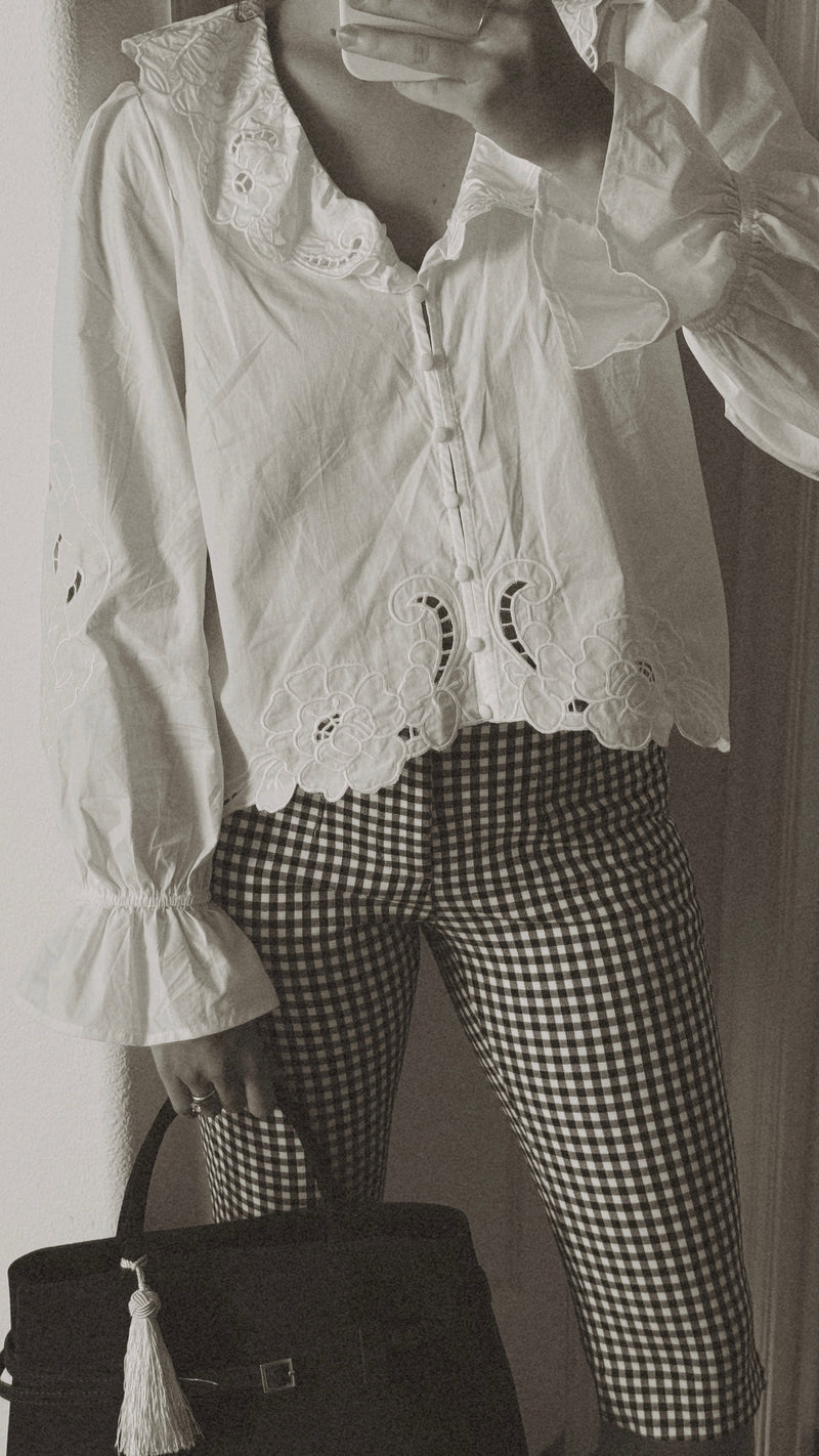 Eleanor Embroidered Ruffle Blouse