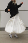 Kaya Cream Balloon Satin Skirt