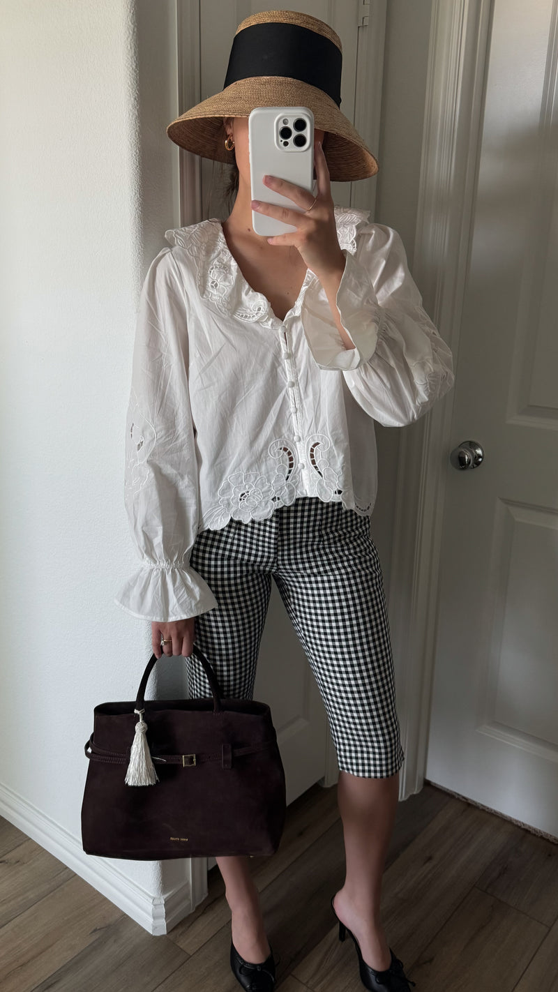 Eleanor Embroidered Ruffle Blouse