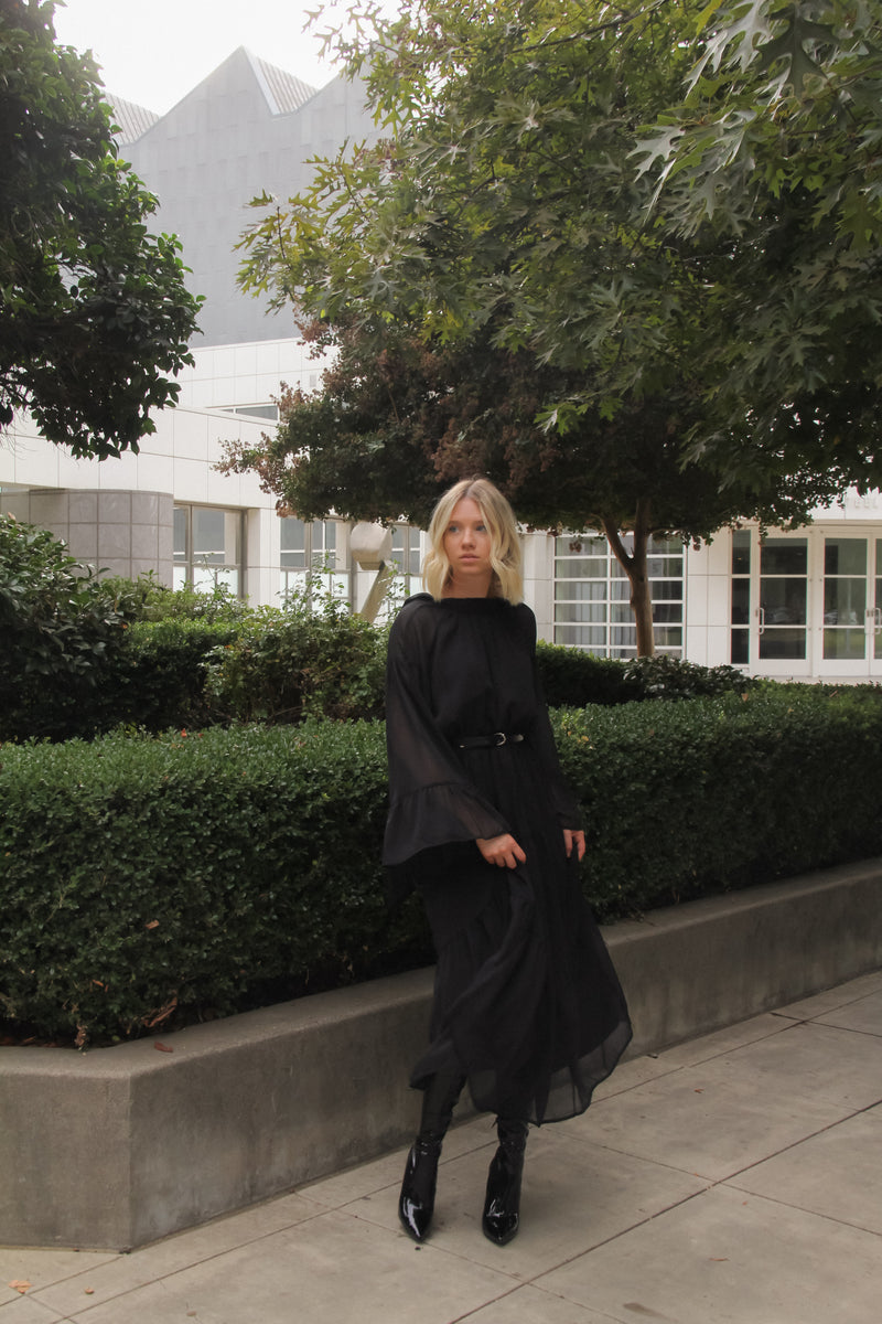 Camille Black Midi Dress