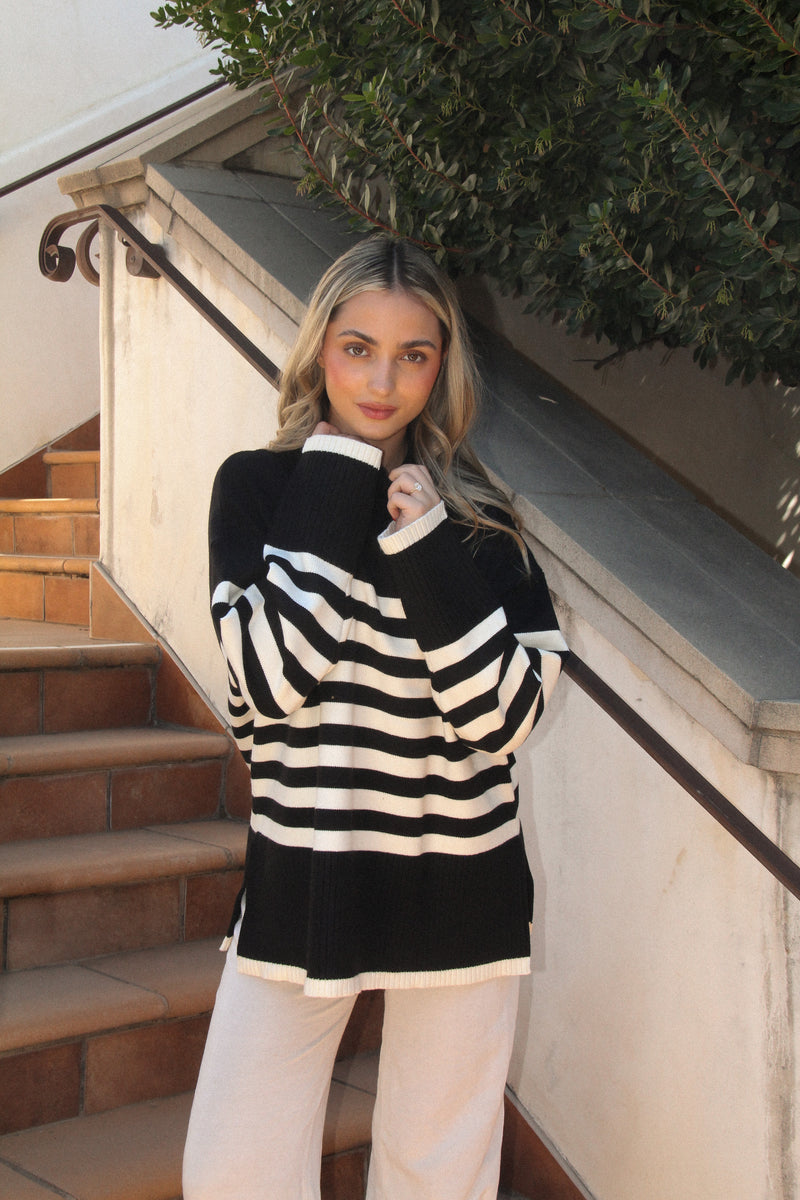 Love Story Black Stripe Sweater