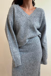 Heather Grey Knit Skirt Set