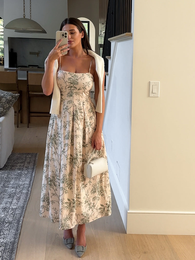 Ysabella Green Floral Midi Dress