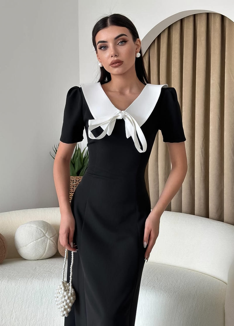 Catiana Collar Black Dress