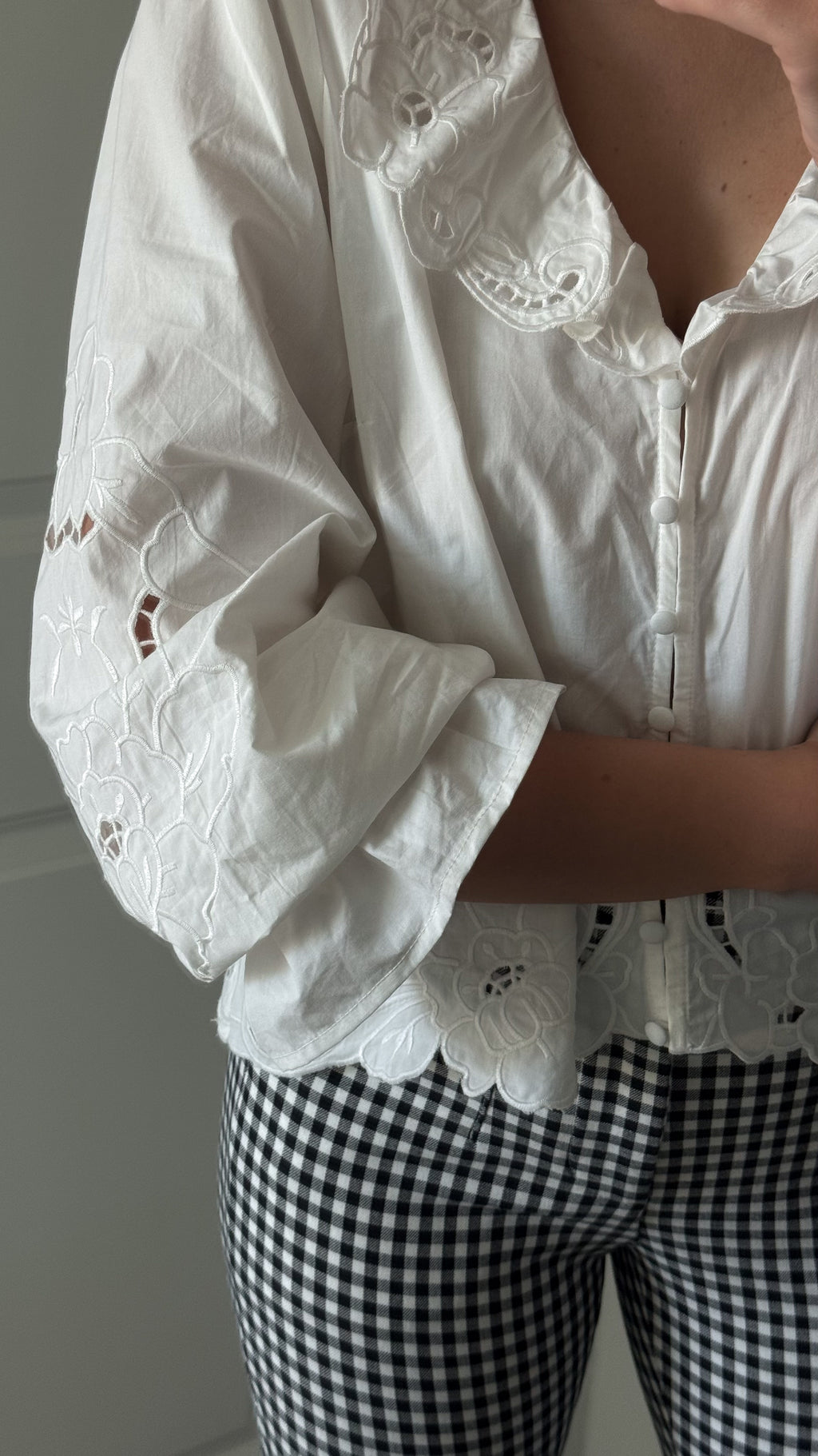 Eleanor Embroidered Ruffle Blouse