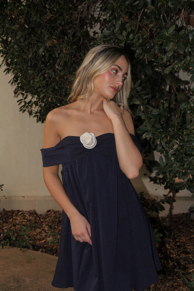 Rosette Navy Mini Dress