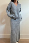 Heather Grey Knit Skirt Set