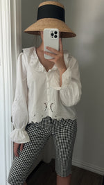 Eleanor Embroidered Ruffle Blouse