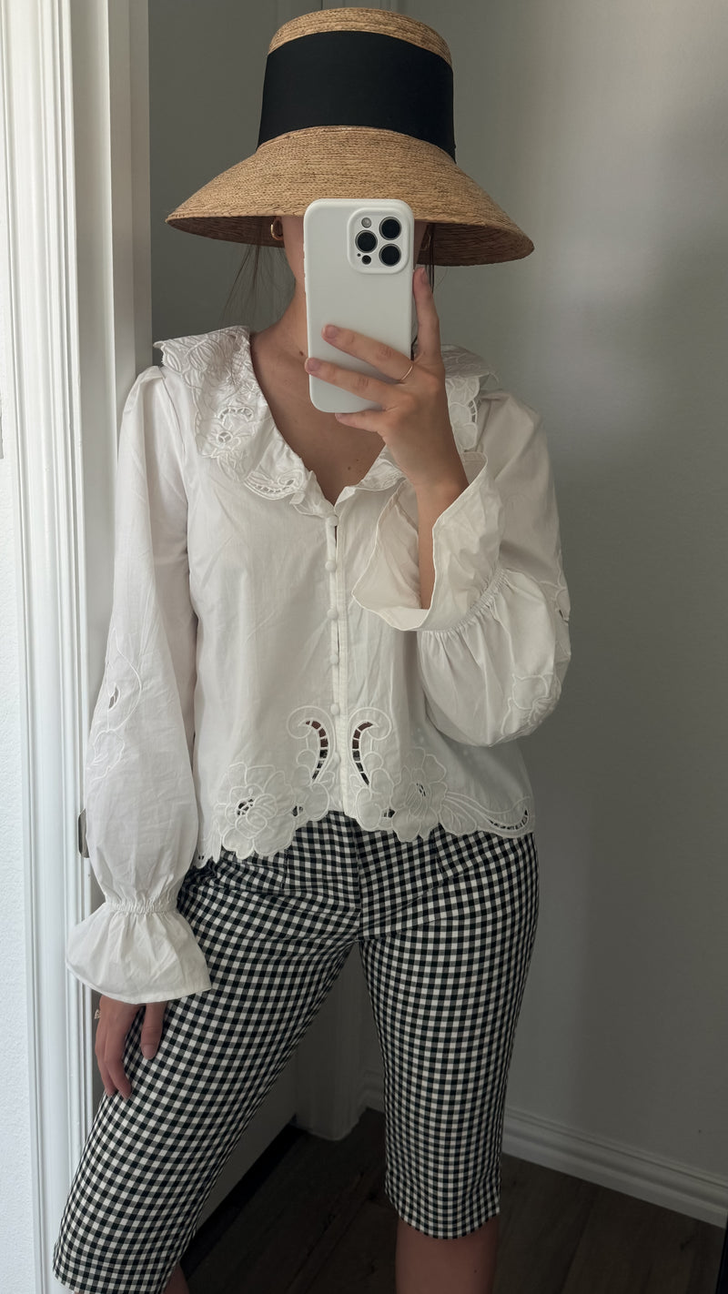 Eleanor Embroidered Ruffle Blouse