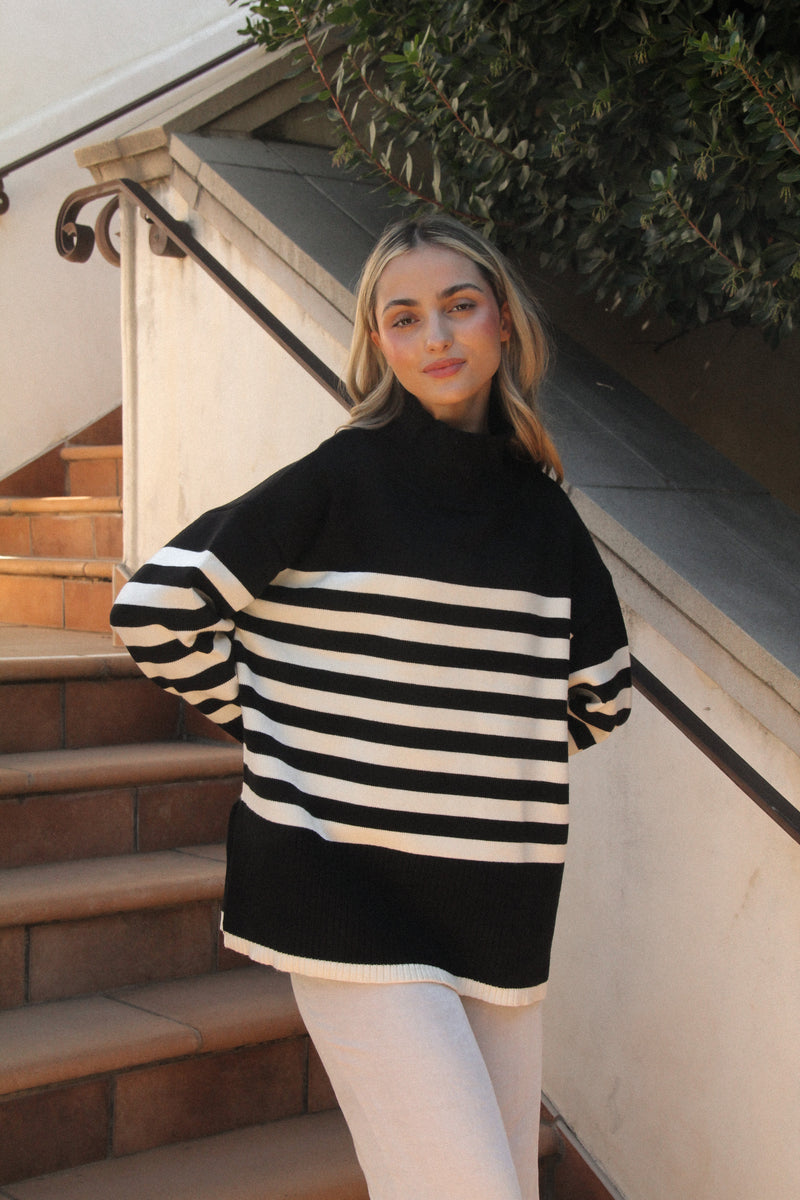 Love Story Black Stripe Sweater