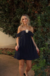 Rosette Navy Mini Dress
