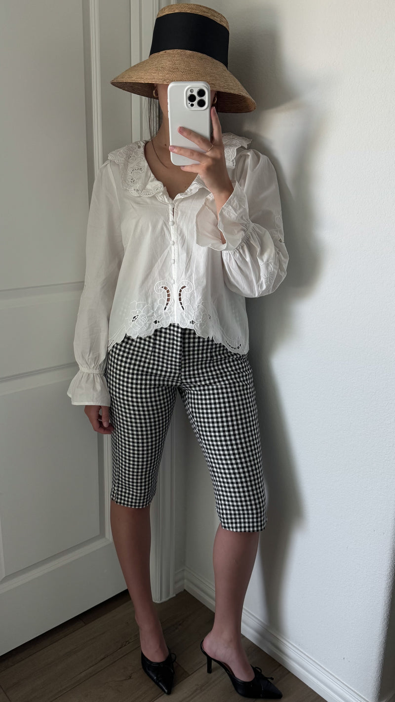 Eleanor Embroidered Ruffle Blouse