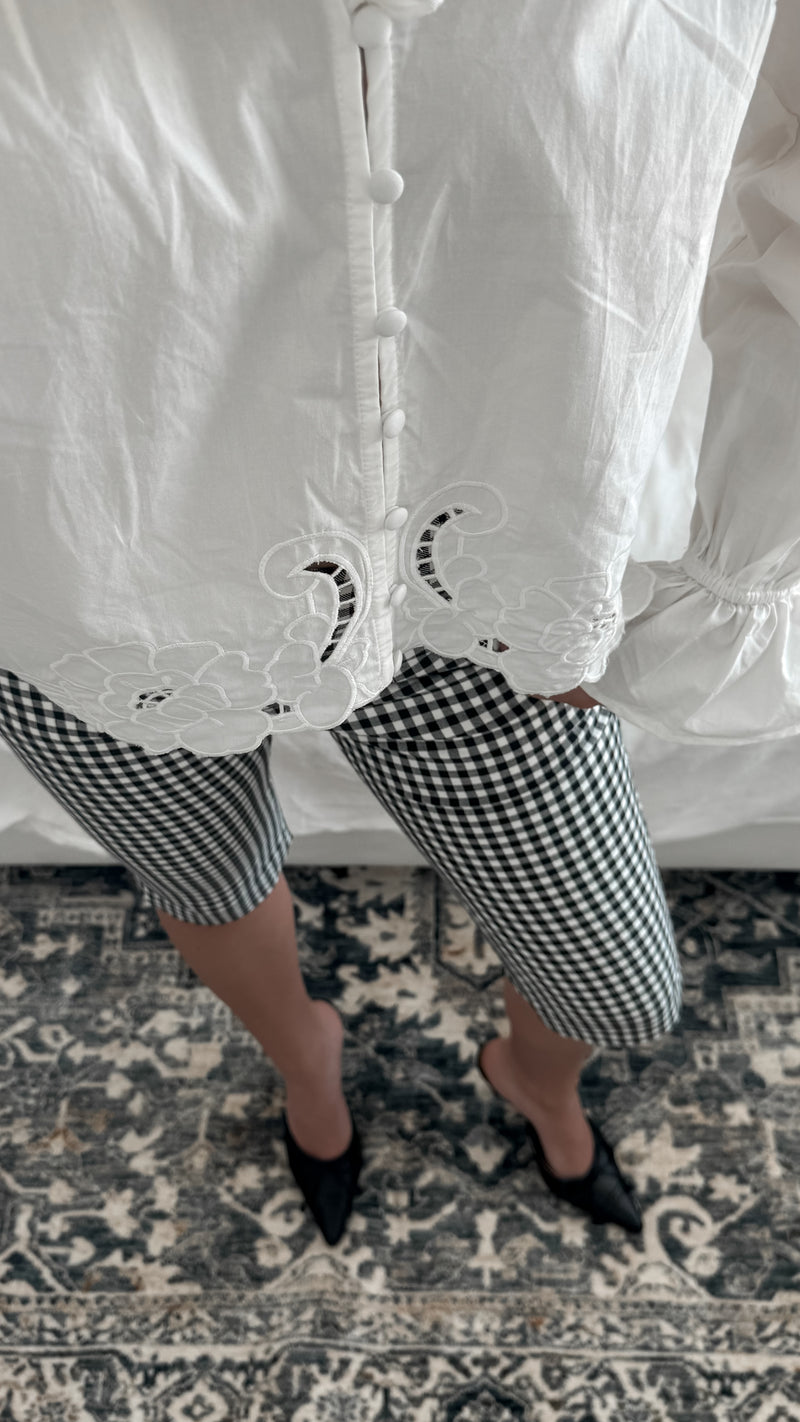 Eleanor Embroidered Ruffle Blouse