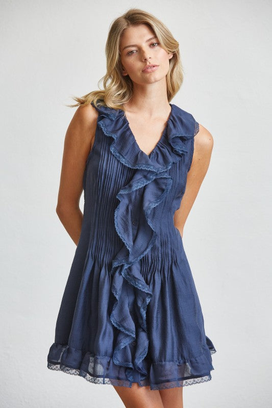 Blue Juliette Ruffle Mini Dress – LLACIE