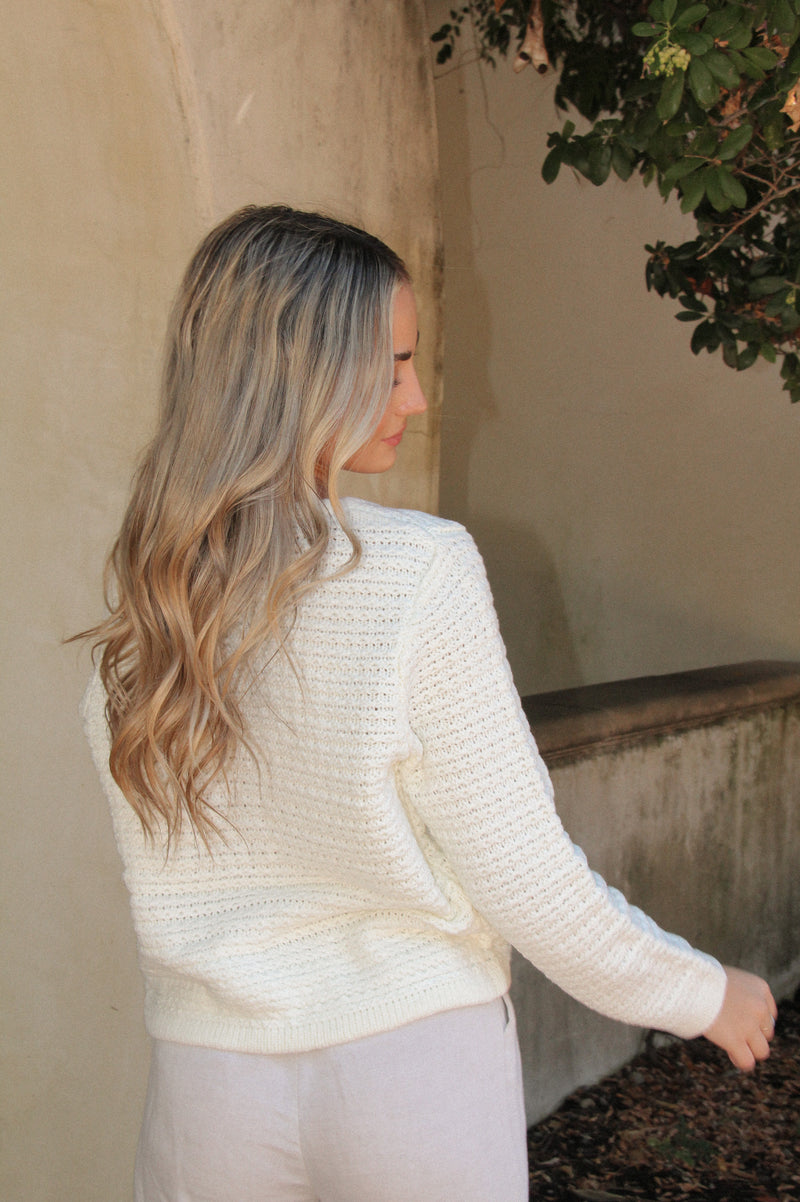 Estey Knit White Cardigan