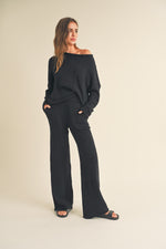 Connie Black Pants and Asymmetrical Cut Sweater