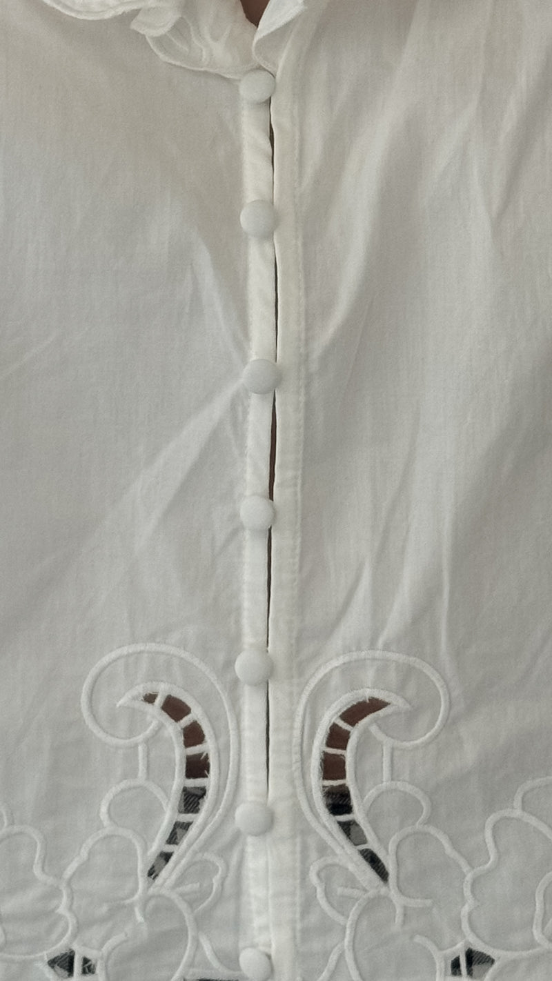 Eleanor Embroidered Ruffle Blouse