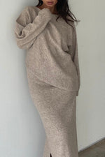 Asymmetrical Knit Top and Skirt Set