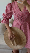 Red Peter Pan Collar Mini Gingham Dress