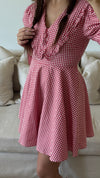 Red Peter Pan Collar Mini Gingham Dress