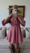 Red Peter Pan Collar Mini Gingham Dress