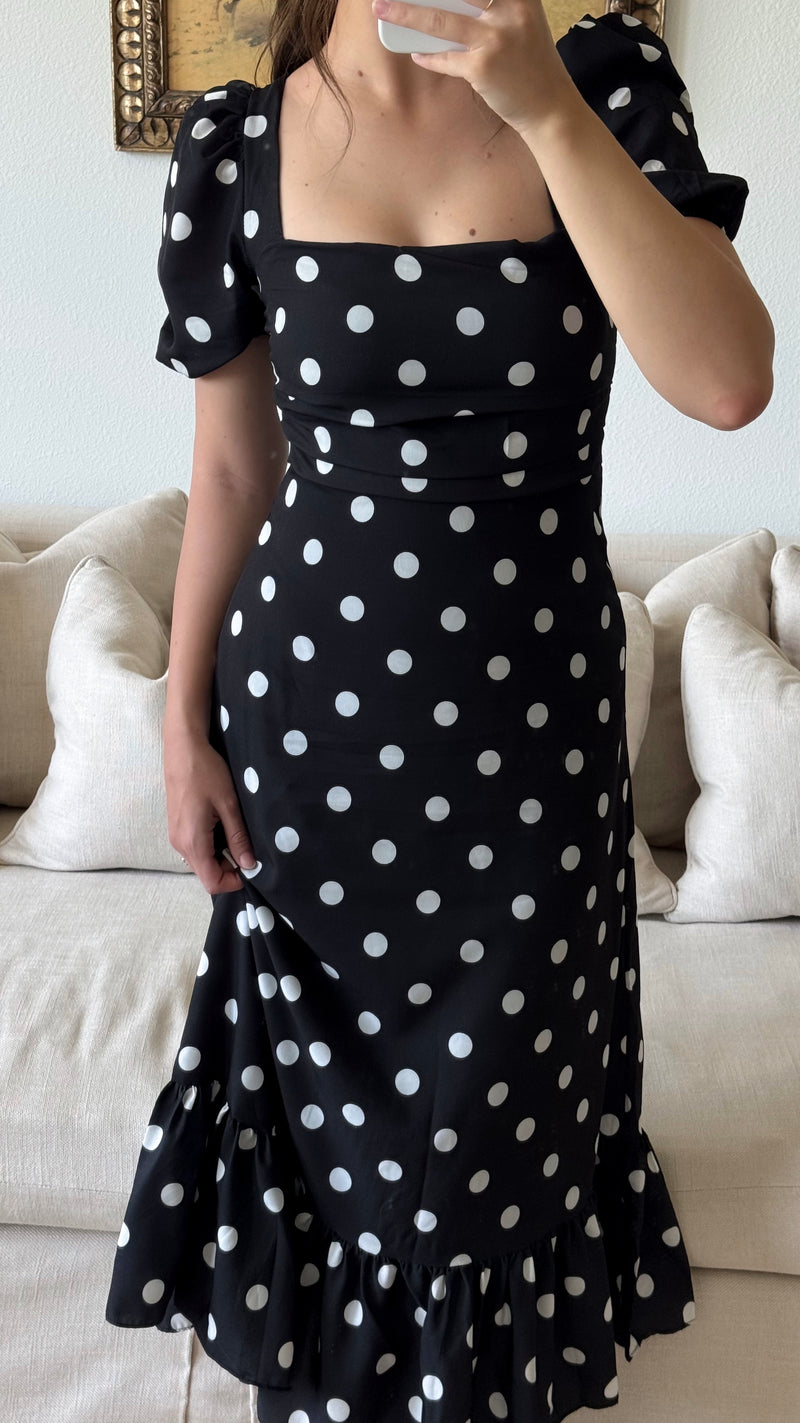 Eleanor Black Polka Dot Dress