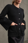 Black Button-up Bell Sleeve Knit Cardigan