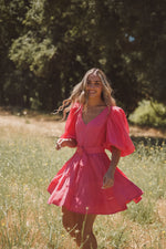Naomi Fuchsia Belted Dress