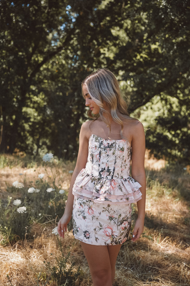 corset top spring dress Blue Floral Corset Top