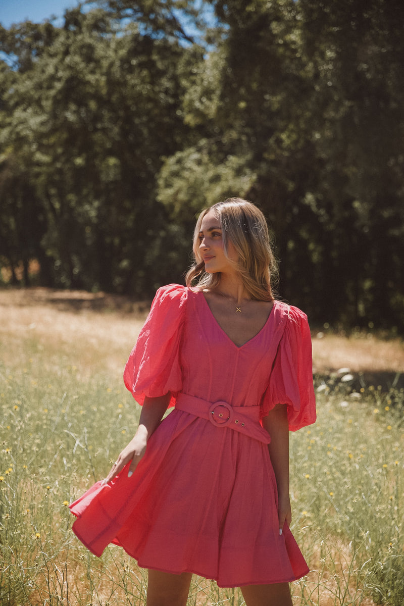 Naomi Fuchsia Belted Dress