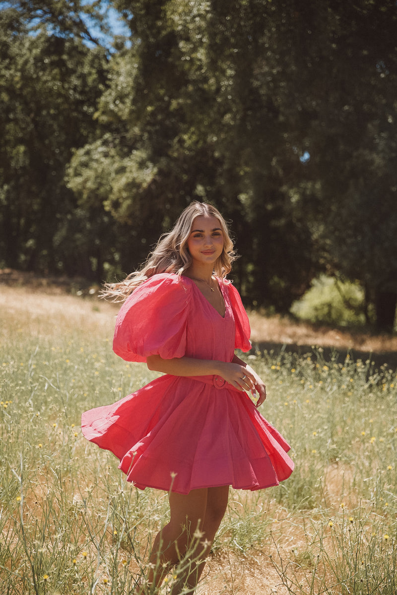 Naomi Fuchsia Belted Dress