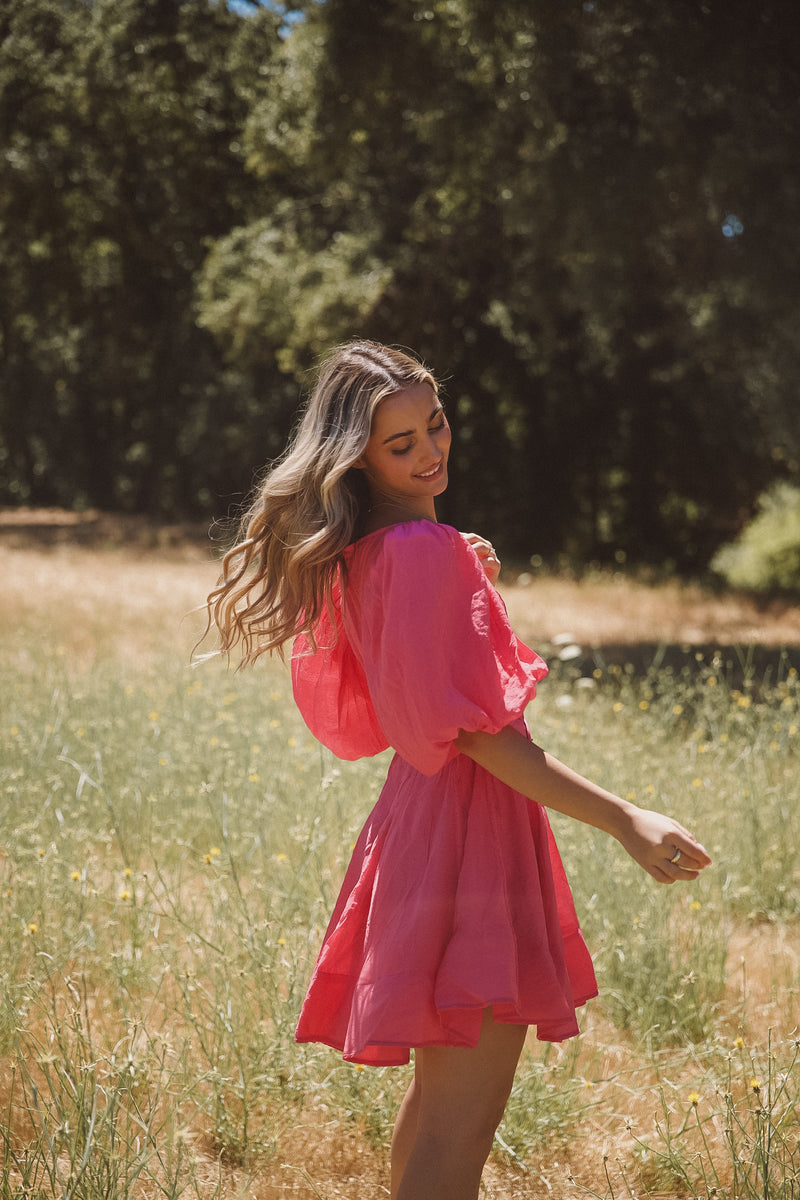 Naomi Fuchsia Belted Dress