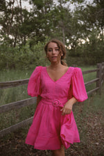 Naomi Fuchsia Belted Dress
