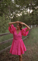 Naomi Fuchsia Belted Dress